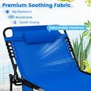 Oversize Folding Chaise Lounge with Adjustable Backrest and Detachable Pillow