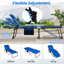 Oversize Folding Chaise Lounge with Adjustable Backrest and Detachable Pillow