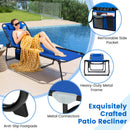 Oversize Folding Chaise Lounge with Adjustable Backrest and Detachable Pillow