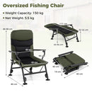 Oversized Foldable Fishing Chair for Adults Heavy Duty All-Terrain Camping Chair-Green