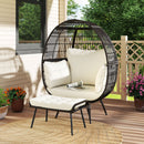 Oversized Patio Egg Chair with Ottoman and Cushions