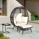 Oversized Patio Egg Chair with Ottoman and Cushions