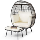 Oversized Patio Egg Chair with Ottoman and Cushions