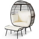 Oversized Patio Egg Chair with Ottoman and Cushions