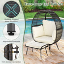 Oversized Patio Egg Chair with Ottoman and Cushions