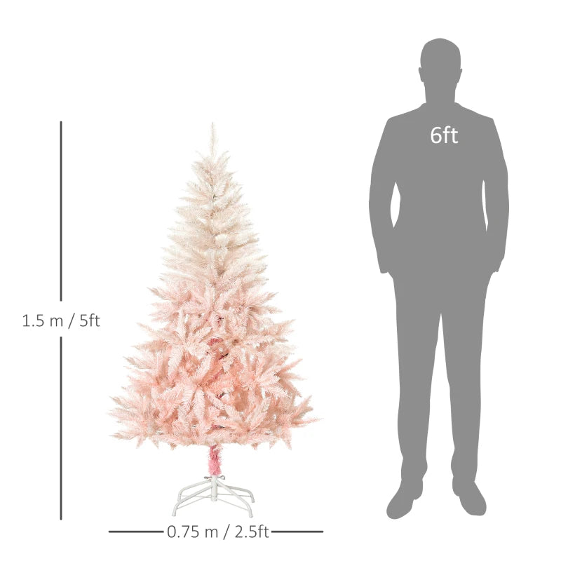 HOMCOM 5FT Pink Artificial Christmas Tree
