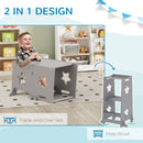 AIYAPLAY 2-in-1 Toddler Step Stool With Safety Rail For Kitchen, Grey
