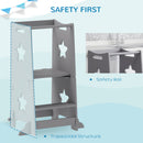 AIYAPLAY 2-in-1 Toddler Step Stool With Safety Rail For Kitchen, Grey
