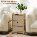 HOMCOM Chest of Drawers, 3 Drawers Dresser with Bamboo Frame, Cream White