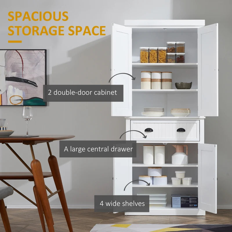 Storage Cabinet Cupboard Drawer Kitchen Pantry Home Organizer Furniture - White