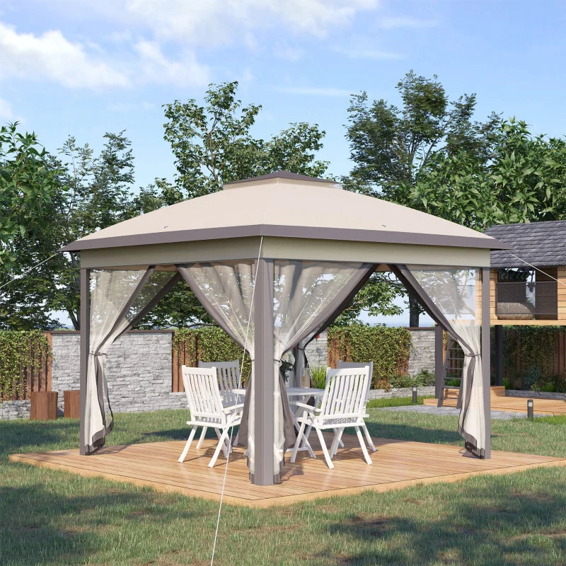 Outsunny Pop Up Gazebo 330L x 330W x 288Hcm - Beige