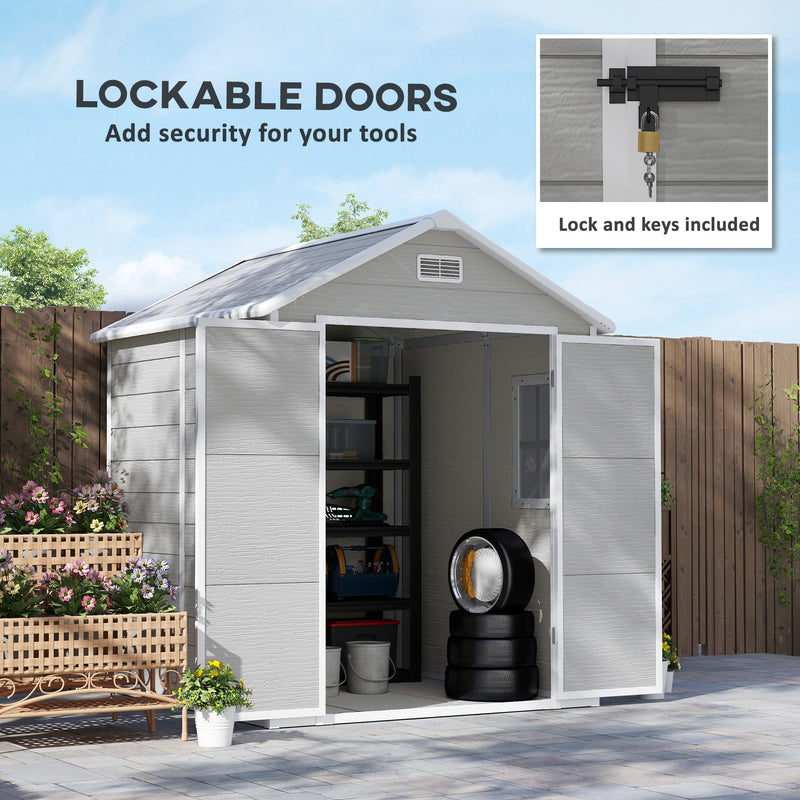 Outsunny 6 X 5ft Resin Garden Shed With Floor And Window, Grey