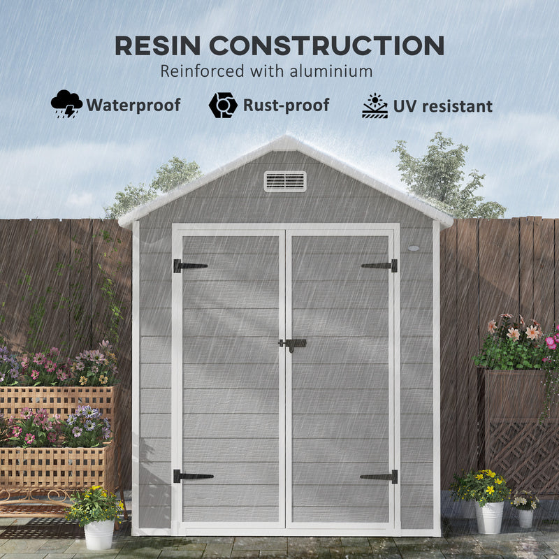 Outsunny 6 X 5ft Resin Garden Shed With Floor And Window, Grey