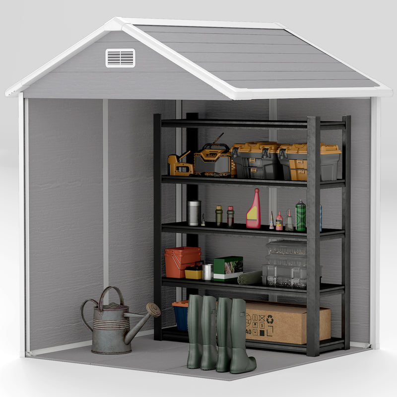 Outsunny 6 X 5ft Resin Garden Shed With Floor And Window, Grey