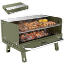 Outsunny Portable Barbecue Grill With Adjustable Grates For Camping, Green