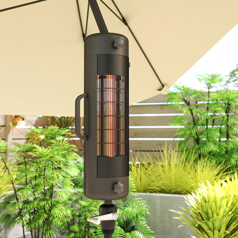 Outsunny Electric Parasol Mounted Patio Heater, Outdoor Heater w/ 2 Setting