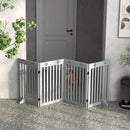 PawHut Pet Gate Foldable Fence Freestanding Dog Barrier w/ Support Feet Grey