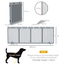 PawHut Pet Gate Foldable Fence Freestanding Dog Barrier w/ Support Feet Grey