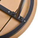 Outsunny Round Outdoor Side Table Adjustable Leg Pads Natural Wood & Black