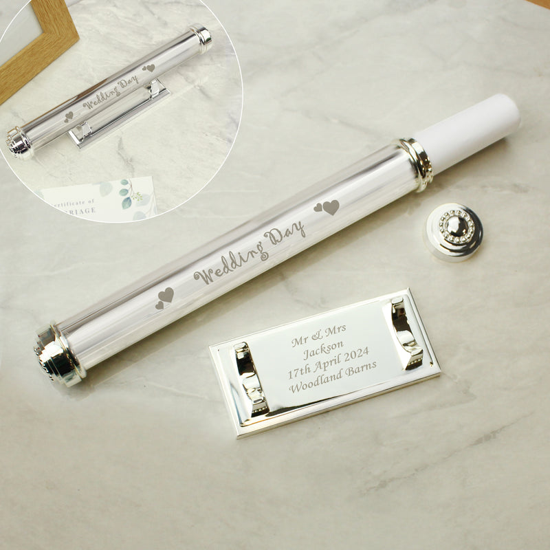 Personalised Wedding Day Silver Plated Certificate Holder