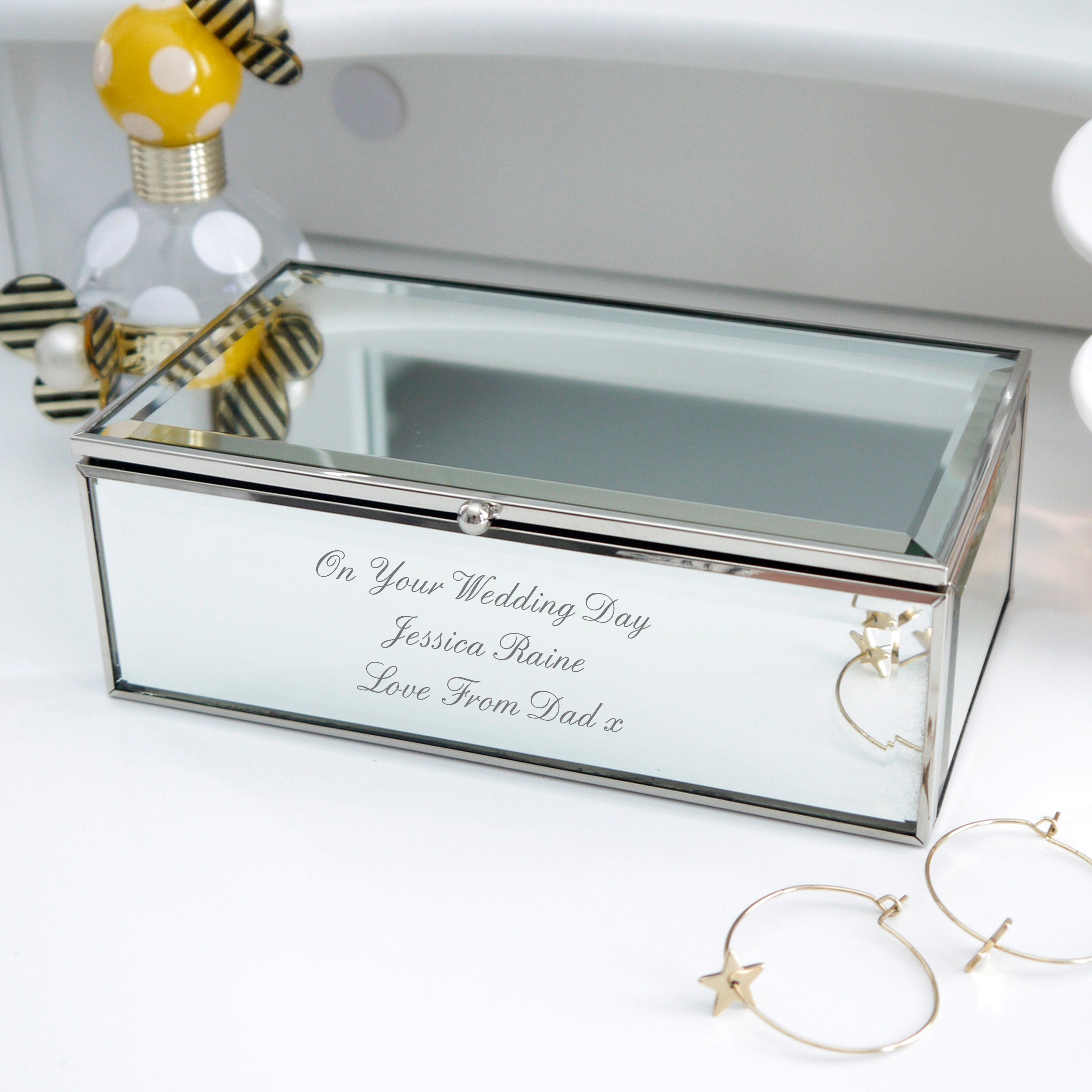 Hughes Box Script Personalised Mirrored Jewellery Box