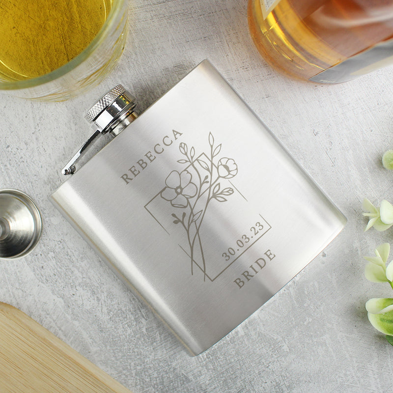 Personalised Floral Hip Flask