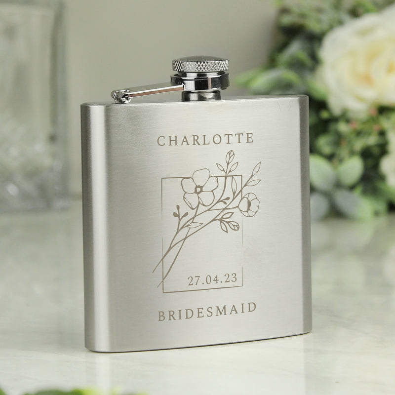 Personalised Floral Hip Flask