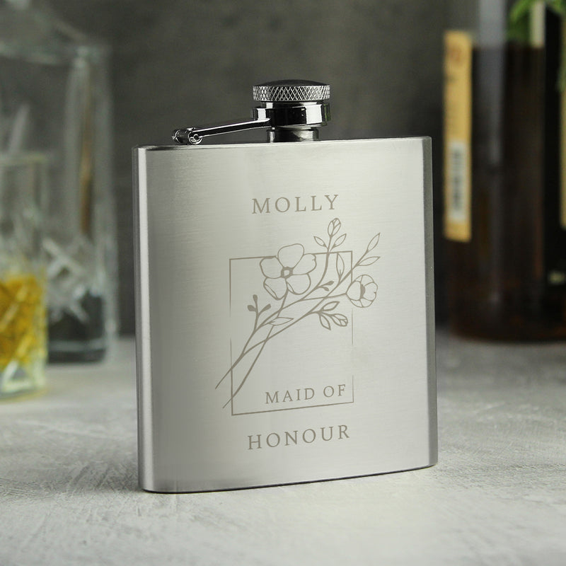 Personalised Floral Hip Flask