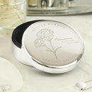 Personalised Birth Month Birth Flower Round Trinket Box