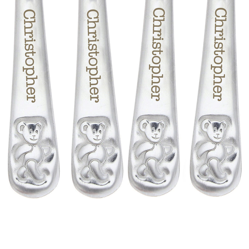 Personalised Teddy 4 Piece Embossed Cutlery Set