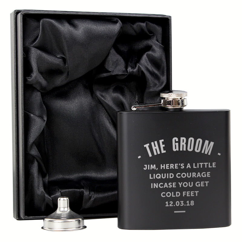 Personalised Black Hip Flask