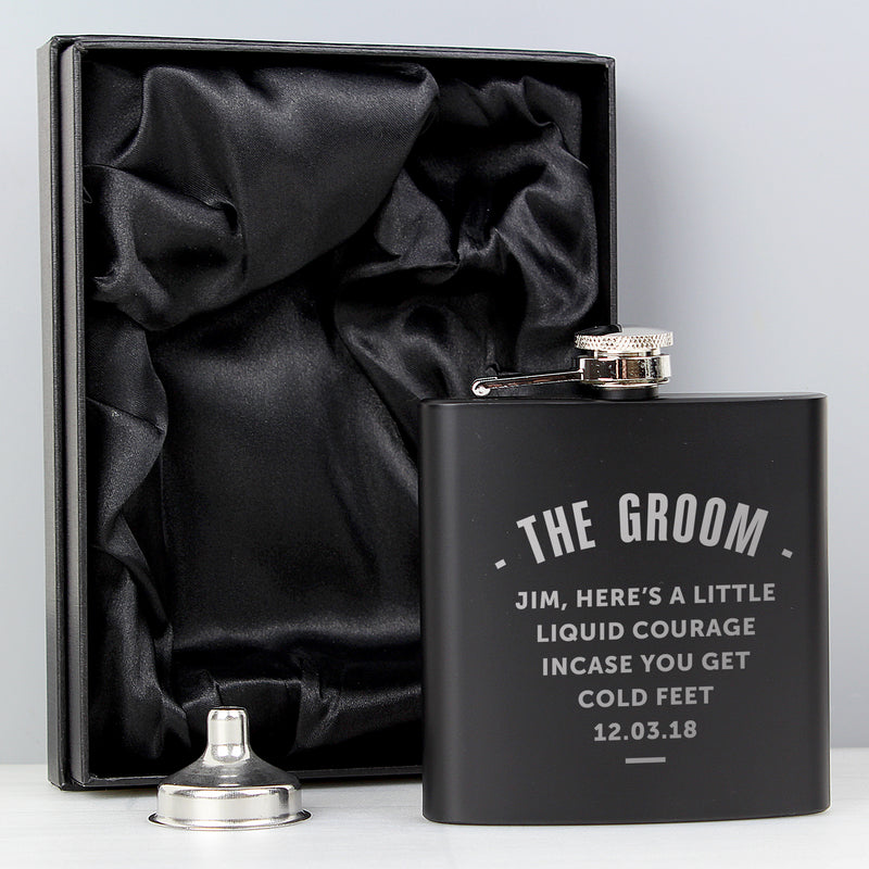 Personalised Black Hip Flask