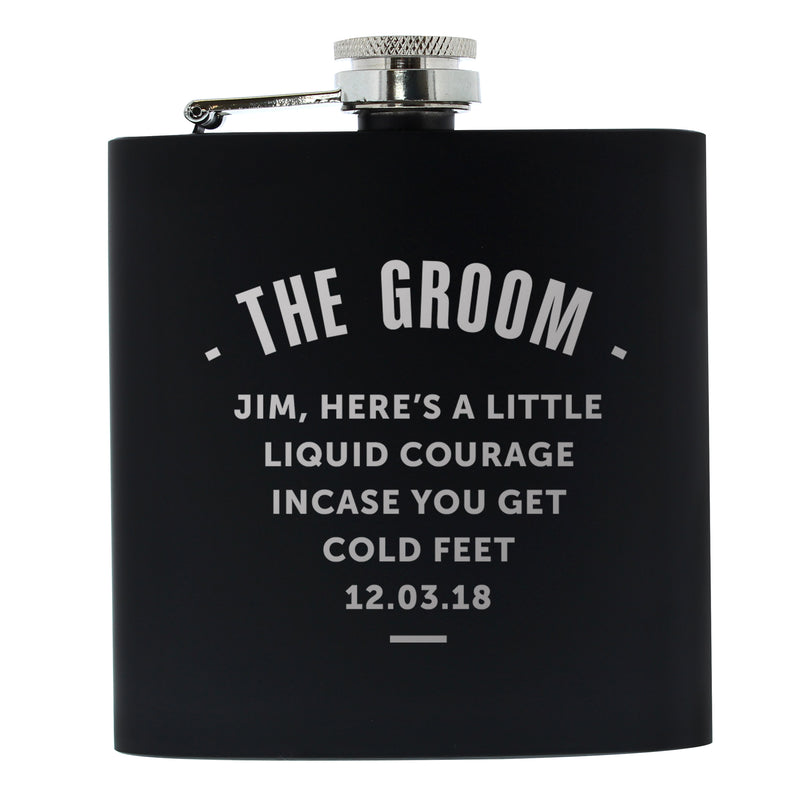Personalised Black Hip Flask