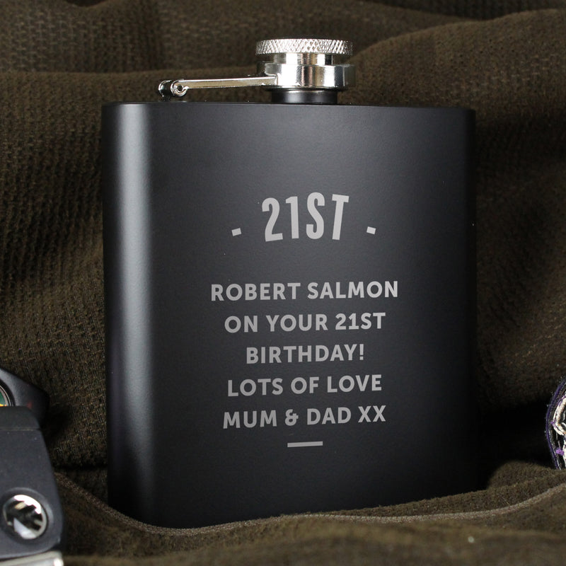 Personalised Black Hip Flask