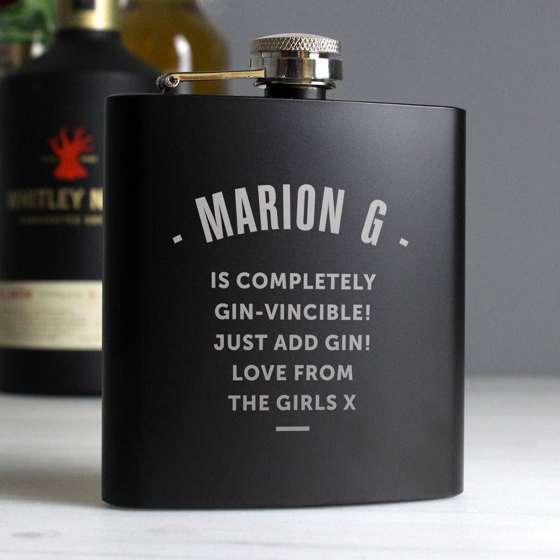 Personalised Black Hip Flask