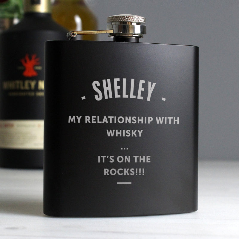 Personalised Black Hip Flask