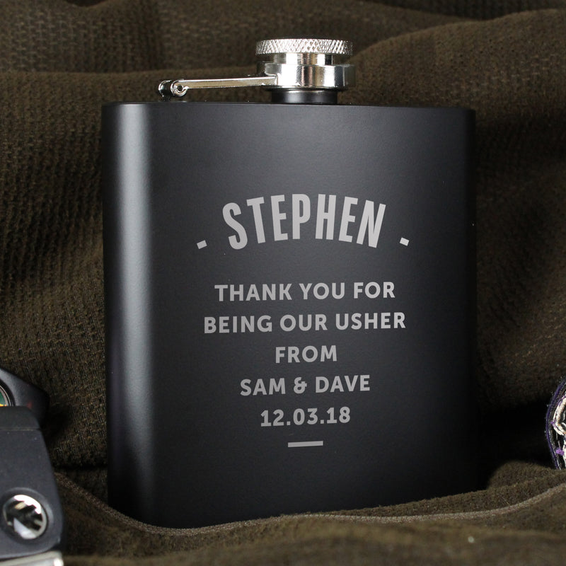 Personalised Black Hip Flask