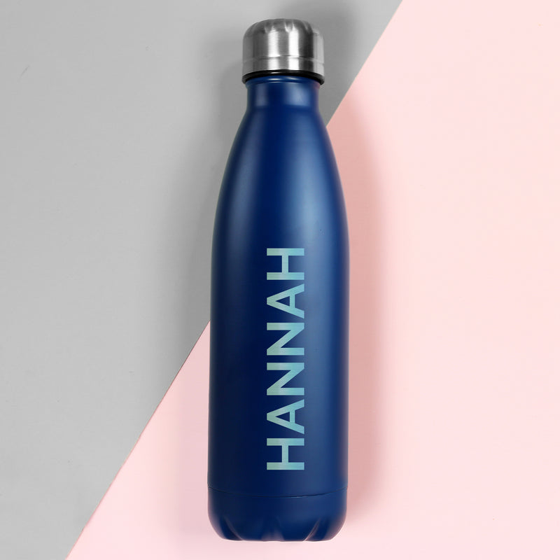 Personalised Blue Metal Insulated Drinks Bottle
