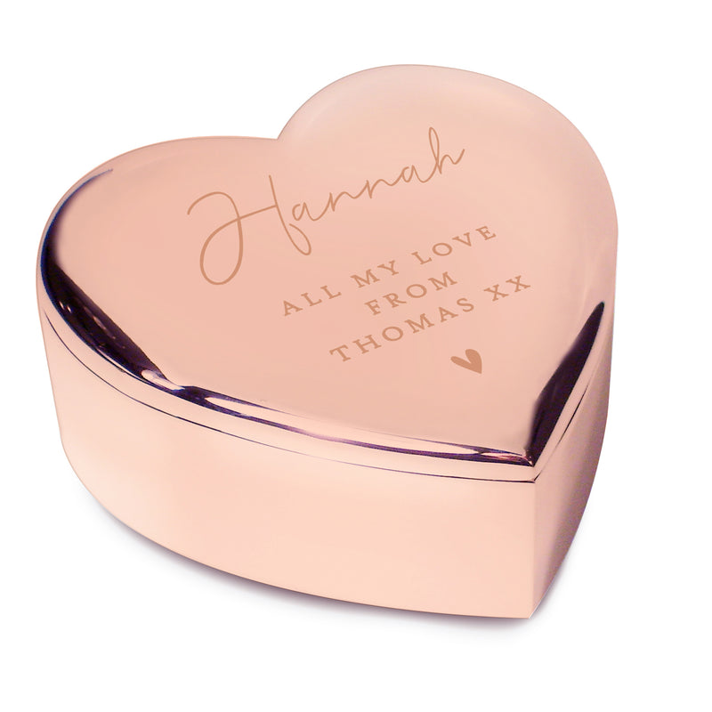 Personalised Rose Gold Heart Trinket Box