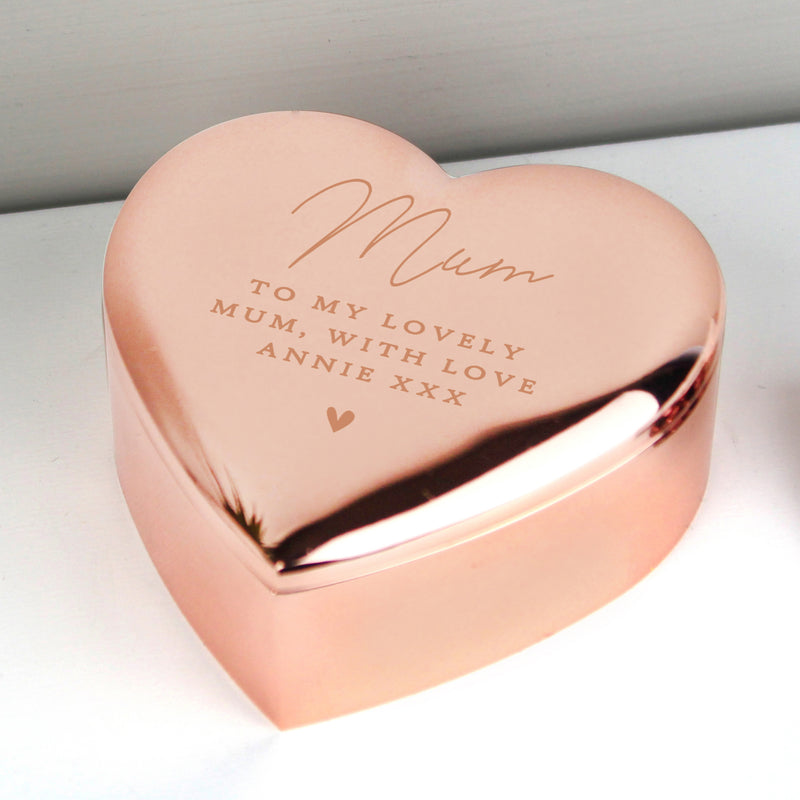 Personalised Rose Gold Heart Trinket Box