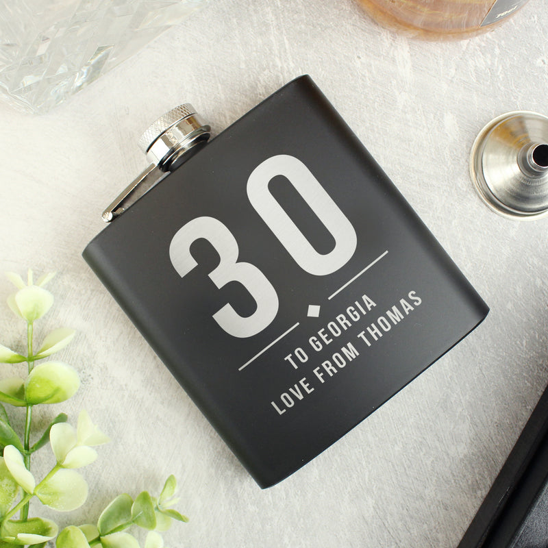 Personalised Birthday Black Hip Flask