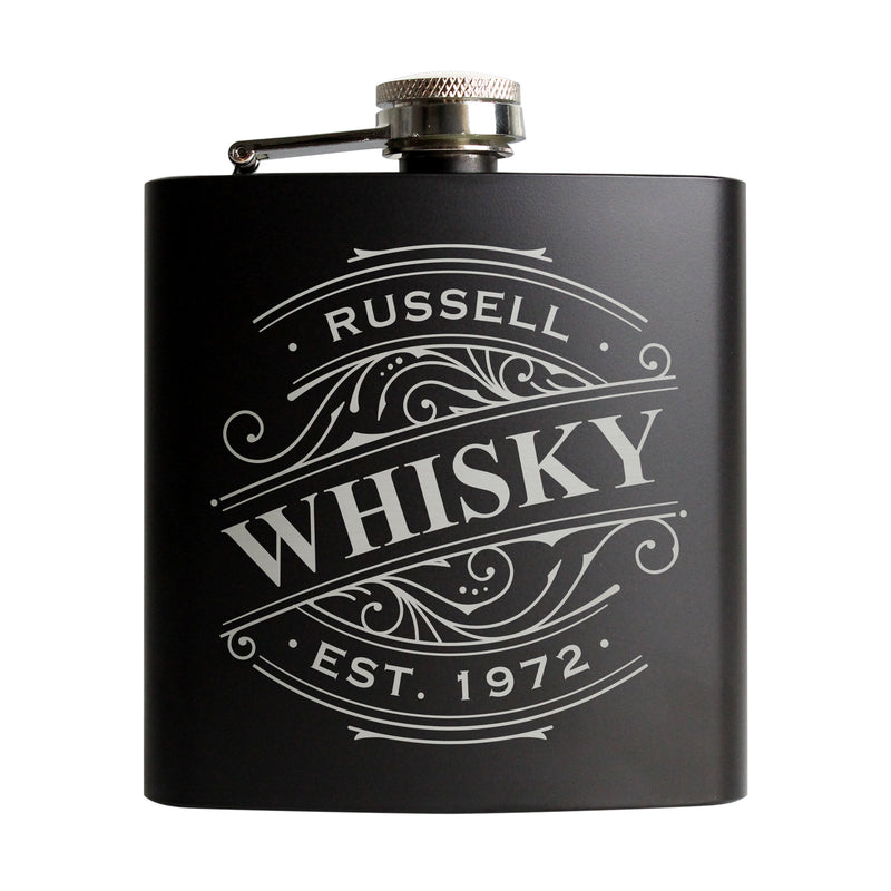 Personalised Whisky Black Hip Flask