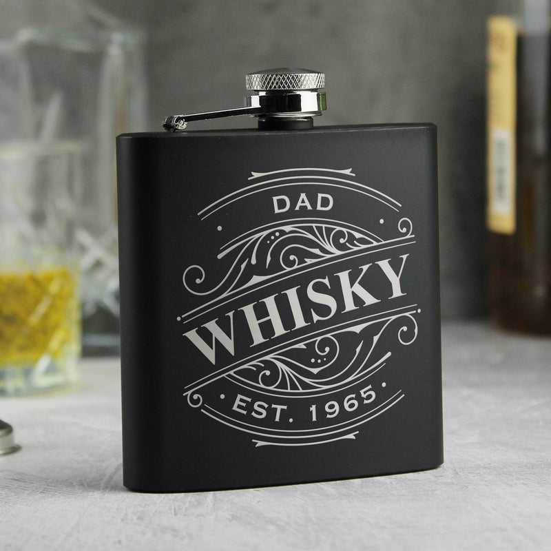 Personalised Whisky Black Hip Flask