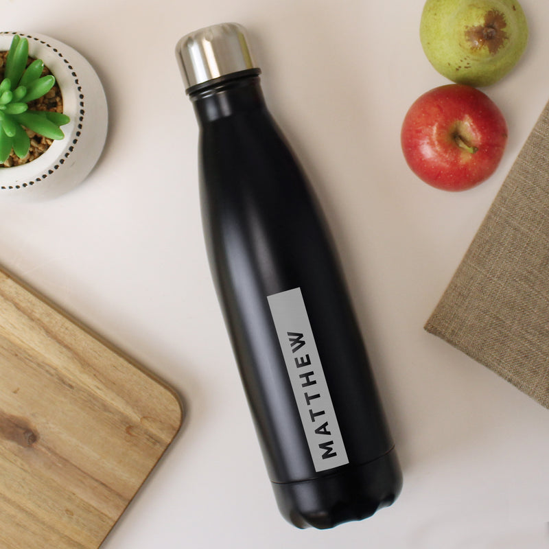 Personalised Black Metal Insulated Drinks Bottle
