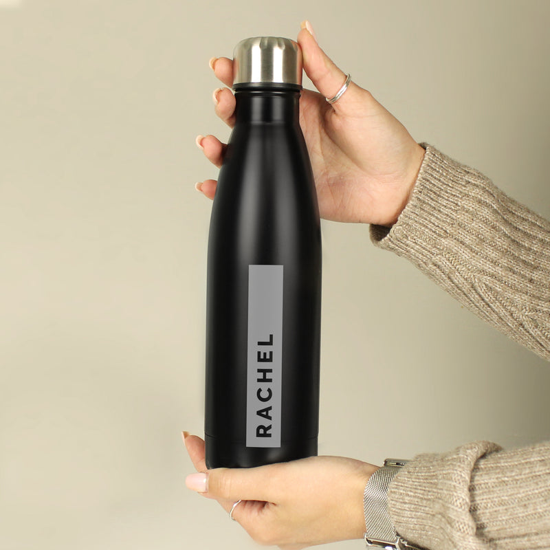 Personalised Black Metal Insulated Drinks Bottle