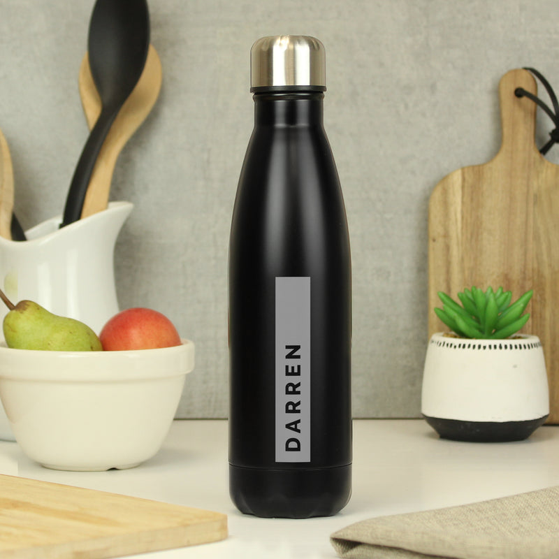 Personalised Black Metal Insulated Drinks Bottle