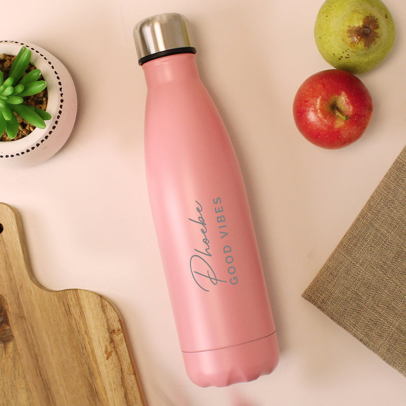 Personalised Pink Metal Insulated Drinks Bottle