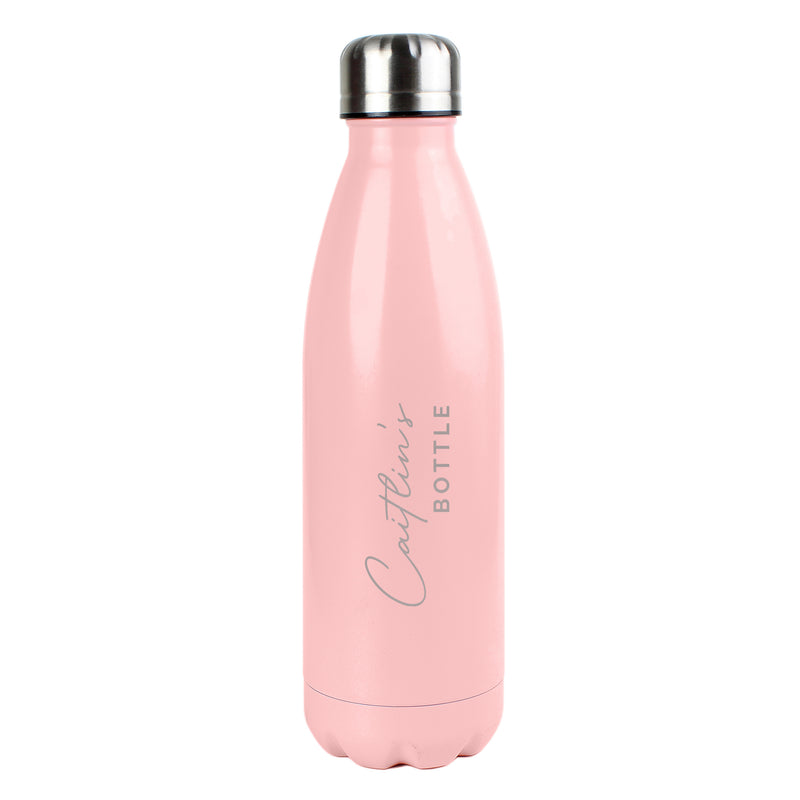 Personalised Pink Metal Insulated Drinks Bottle