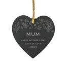 Personalised Engraved Botanical Slate Heart Decoration