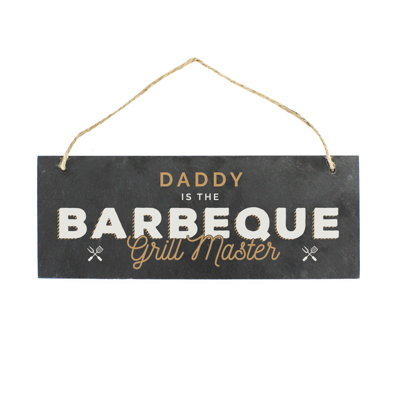 Personalised "Barbeque Grill Master" Printed Hanging Slate Plaque